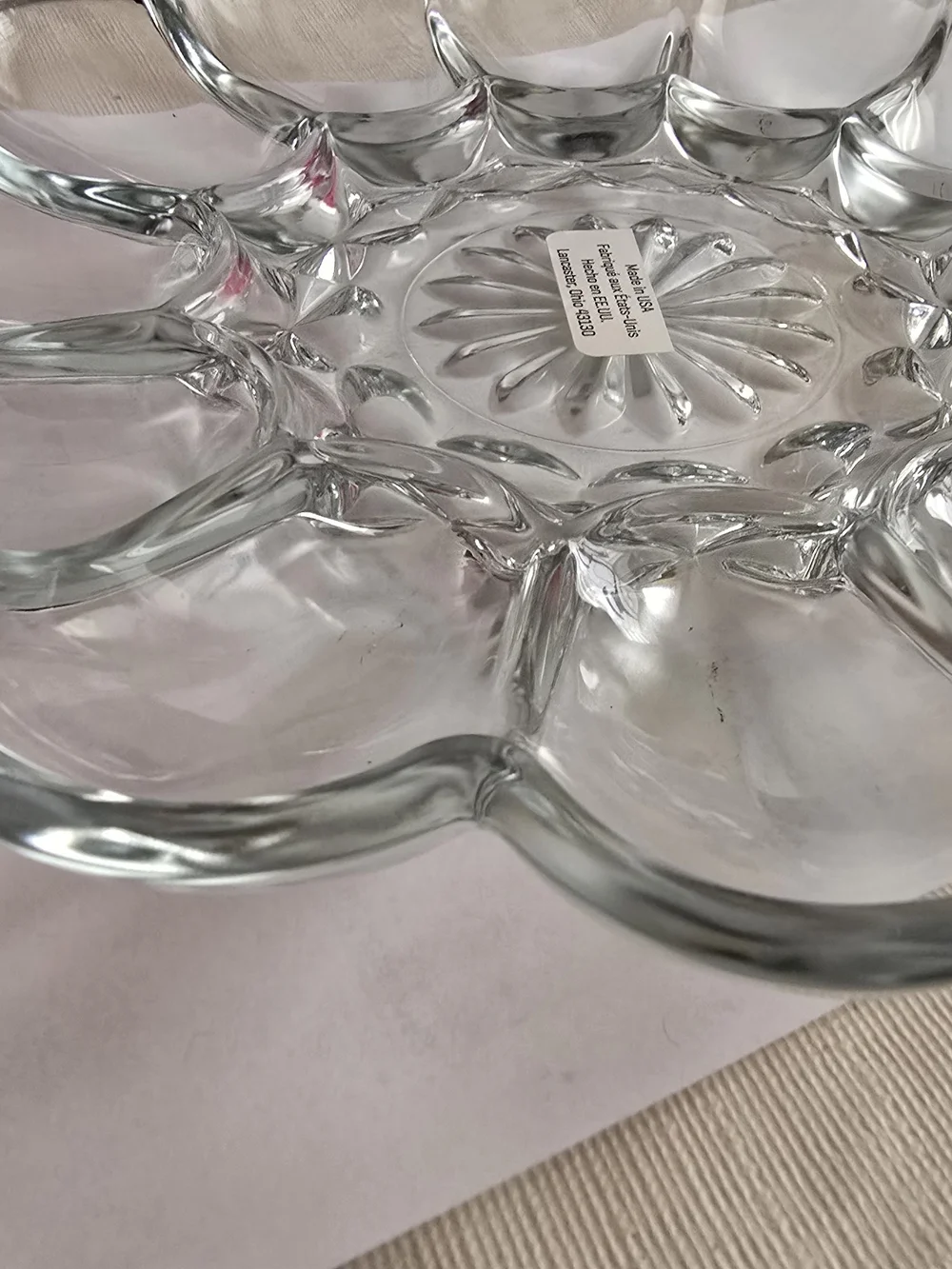 Clear Glass Scalloped Serving Bowl by